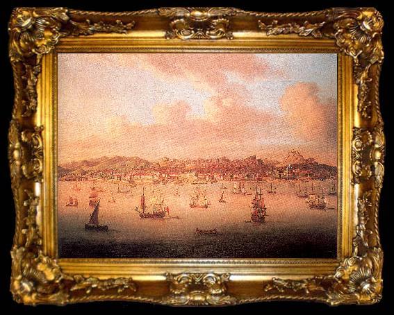 framed  Monamy, Peter The British Fleet Sailing into Lisbon Harbor, ta009-2
